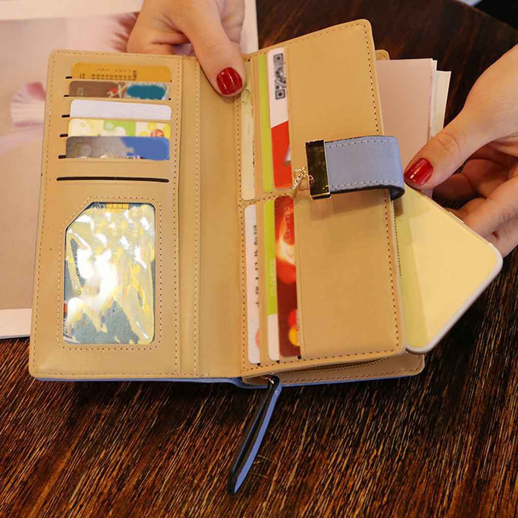 Ví da dài đựng thẻ gập đôi cho nữ túi