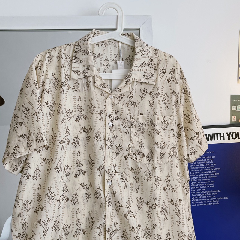 Áo Sơ Mi Ngắn Tay Họa Tiết Hoa Thời Trang Hàn Quốc Cho Nam Nữ
