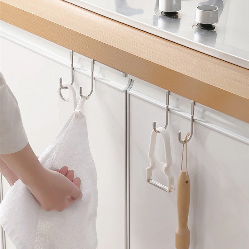 Móc Treo Chữ S Bằng Thép Không Gỉ Gắn Cửa Tủ Không Cần Khoan Lỗ