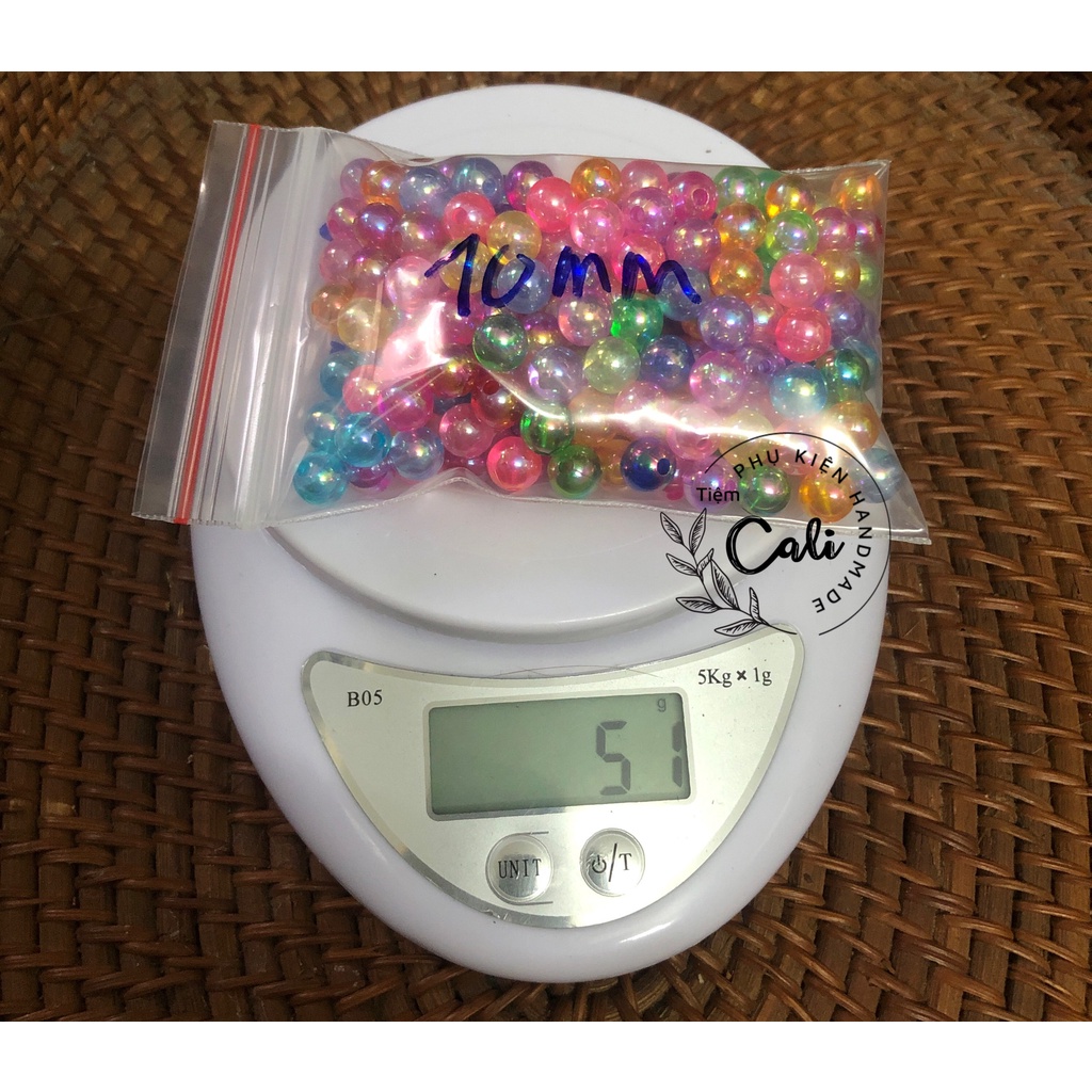 Túi 50 gram Hạt cườm, hạt bẹt màu trong