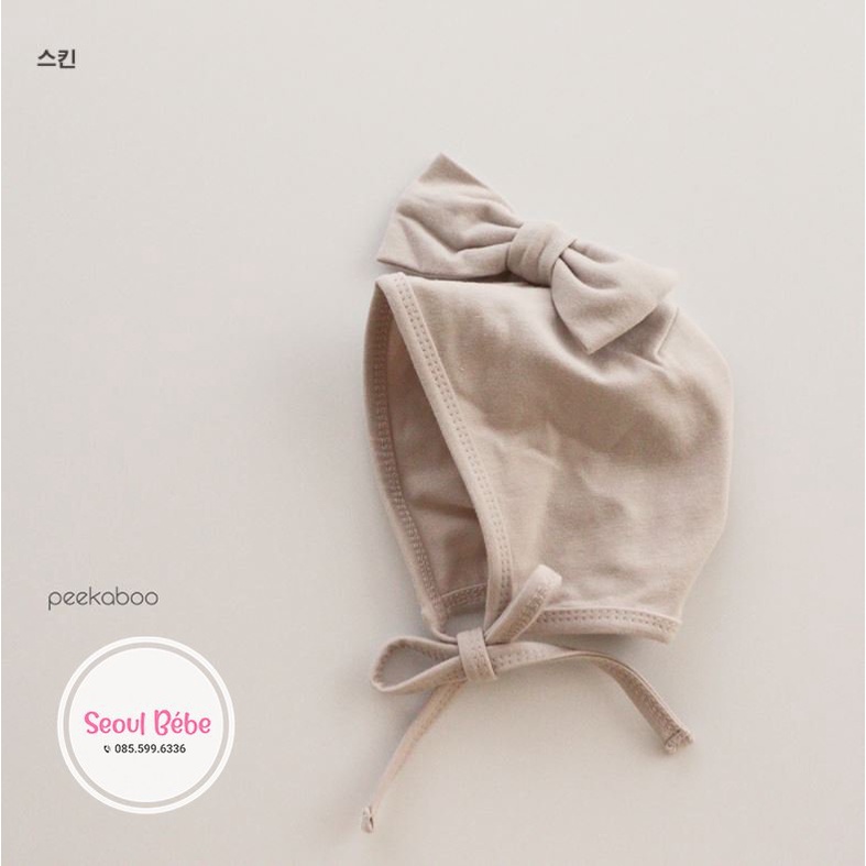 Mũ thắt/nơ bộ dài trơn bodysuit Modal bst Peekaboo made in Korea
