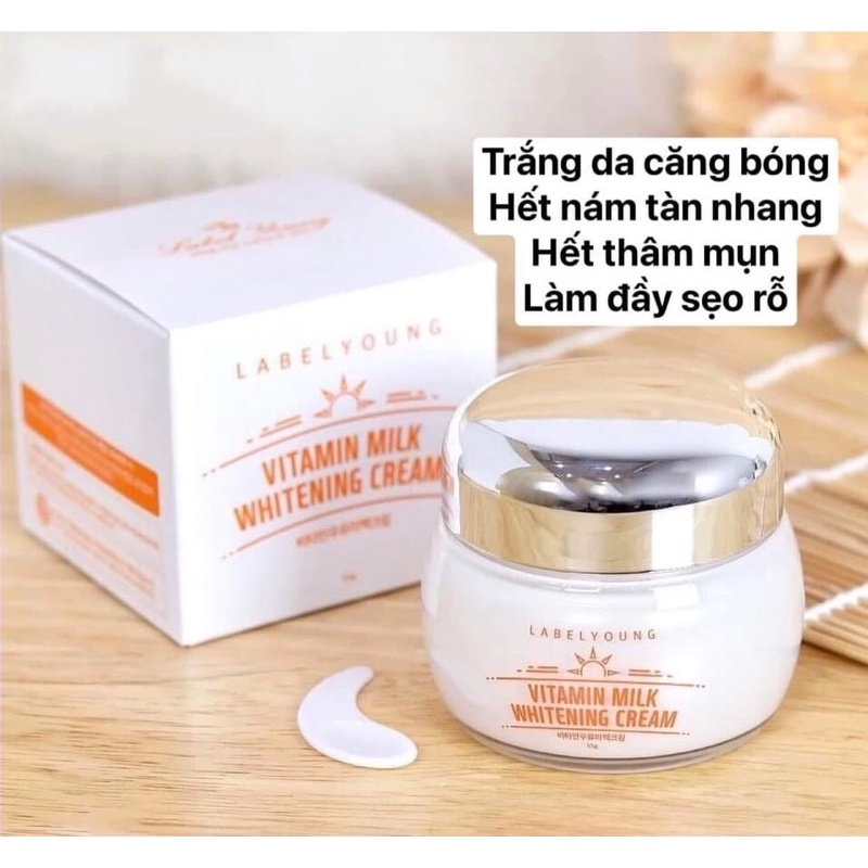 Kem dưỡng trắng da Vitamin Milk Whitening Cream của Hãng Label Young