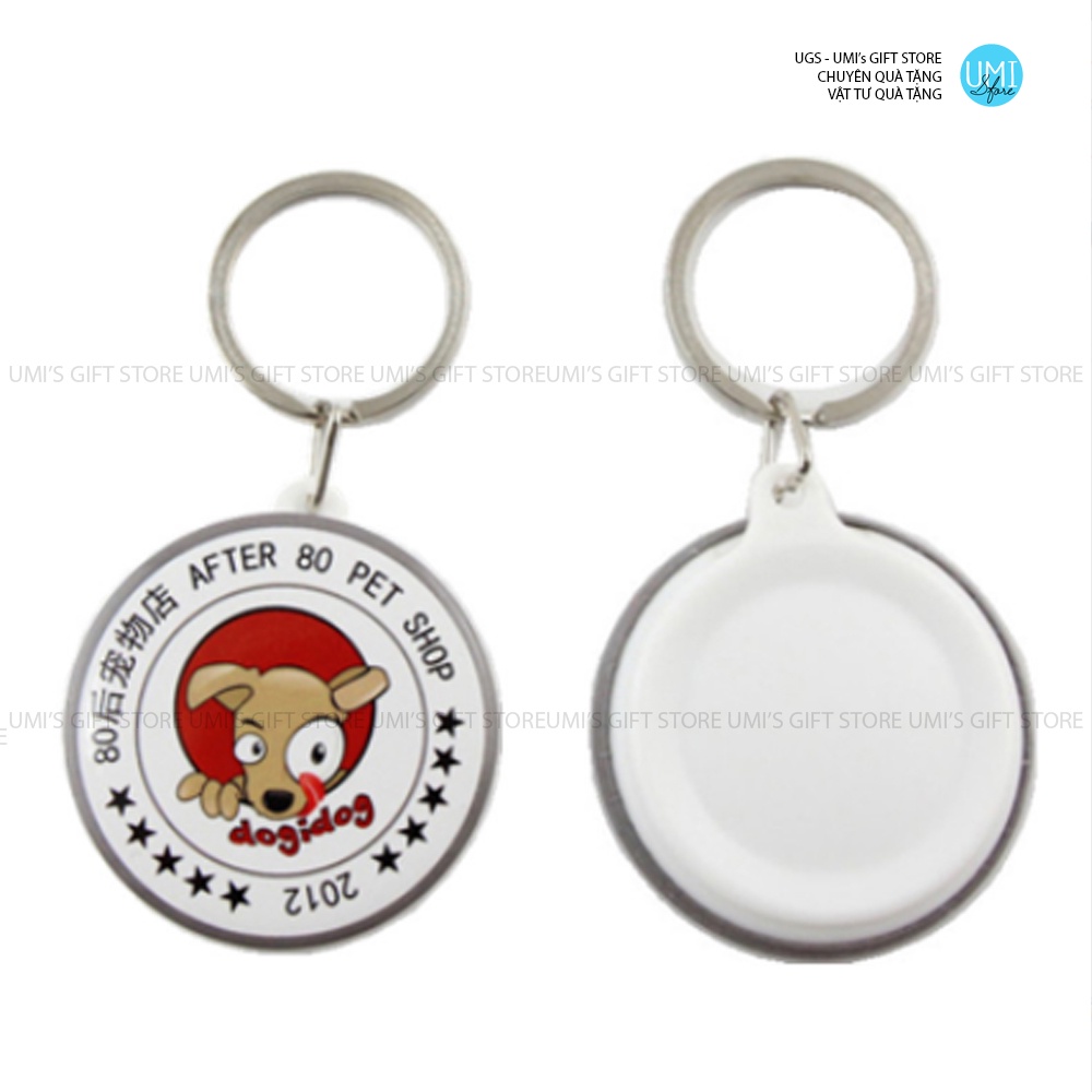 10 Phôi móc khóa gương hoặc ko gương, size 4.4cm hoặc 5.8cm, đóng bằng máy dập huy hiệu