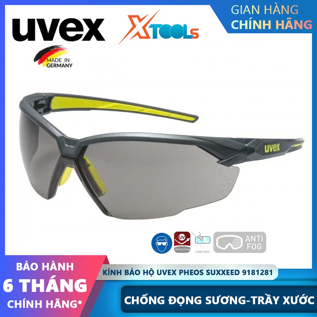 Kính bảo hộ UVEX SUXXEED 9181281 gọng râm (xám 23%) chống chói, tia UV, phủ lớp chống đọng sương, trầy xước, dùng đi xe