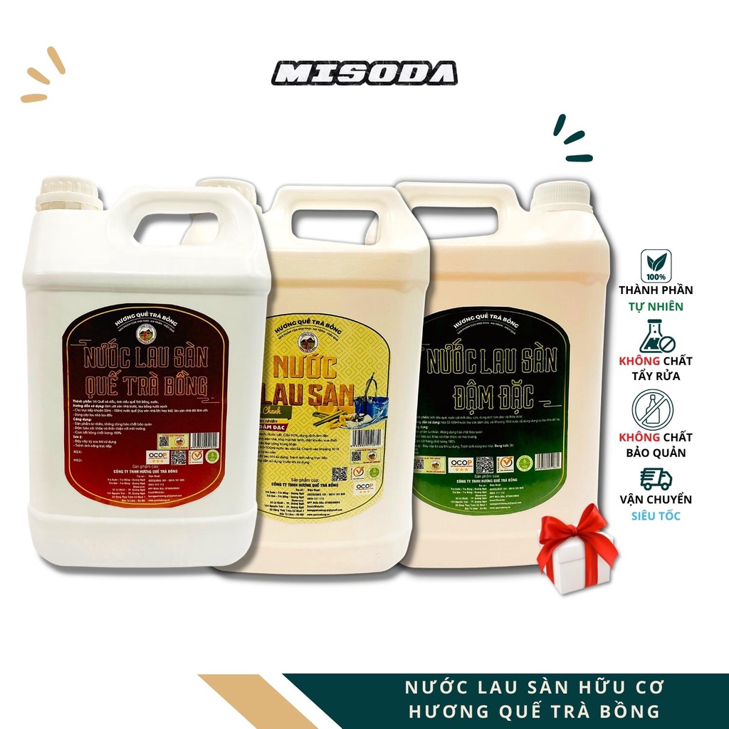 Nước lau sàn đa năng Hương Quế Trà Bồng 5000ml, an toàn sức khỏe, diệt khuẩn, xua đuổi côn trùng, khử mùi hiệu quả