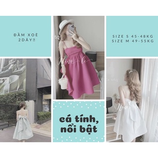 ĐẦM XOÈ👗2DÂY FROM XOÈ BUỘT NƠ PHÍA SAU HÀNG TK CC 🤩