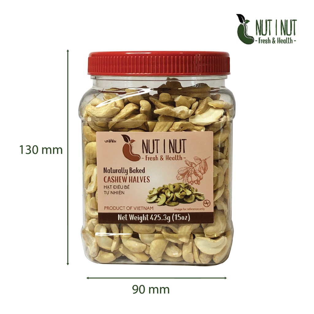 Hạt điều Nut I Nut vỡ đôi sấy tự nhiên hũ 425.3 gram - UP &amp; WIN