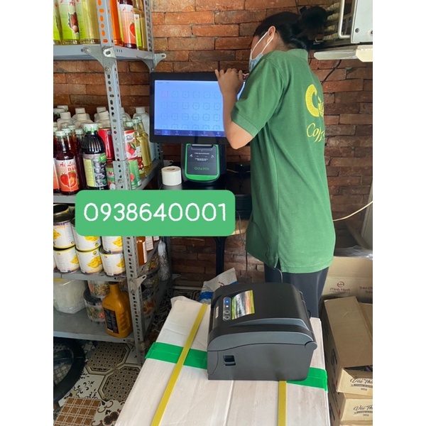 Máy in Tem nhiệt Dán Ly trà chanh trà sữa In Máy Tính USB Ipos, Posapp, Pos365, Kiotviet, Sapo 1 tem Xprinter XP - 350B