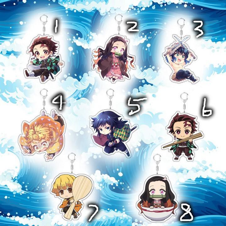 Móc khóa Kimetsu No Yaiba Thanh Gươm Diệt Quỷ mica ẢNH ANIME CHIBI dễ thương