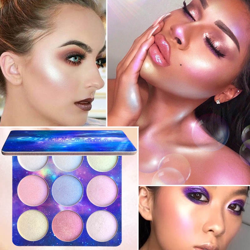 Highlighter Illuminator Makeup Face Eye Shadow Brighten Contouring Highlighter Powder Palette MM YR