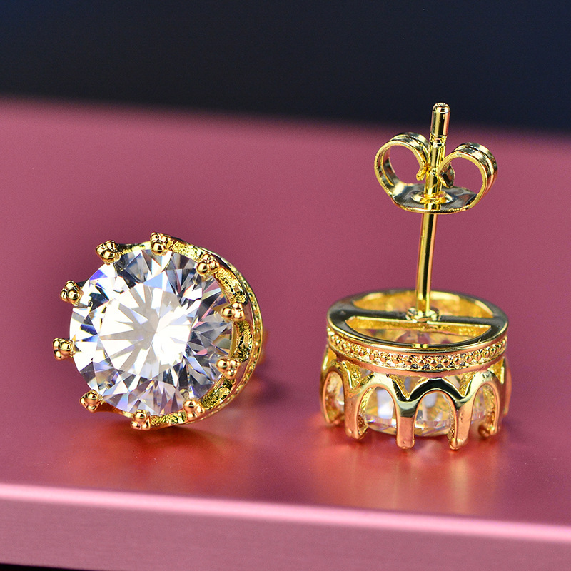 Bông tai hình vương miện đính đá 1 karat sang trọng