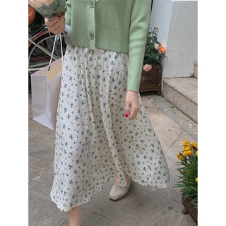 (HÀNG SẴN) Chân váy midi hoa nhí, hoa nổi xòe dài nhẹ nhàng vintage Hàn Quốc điệu đà - CV155