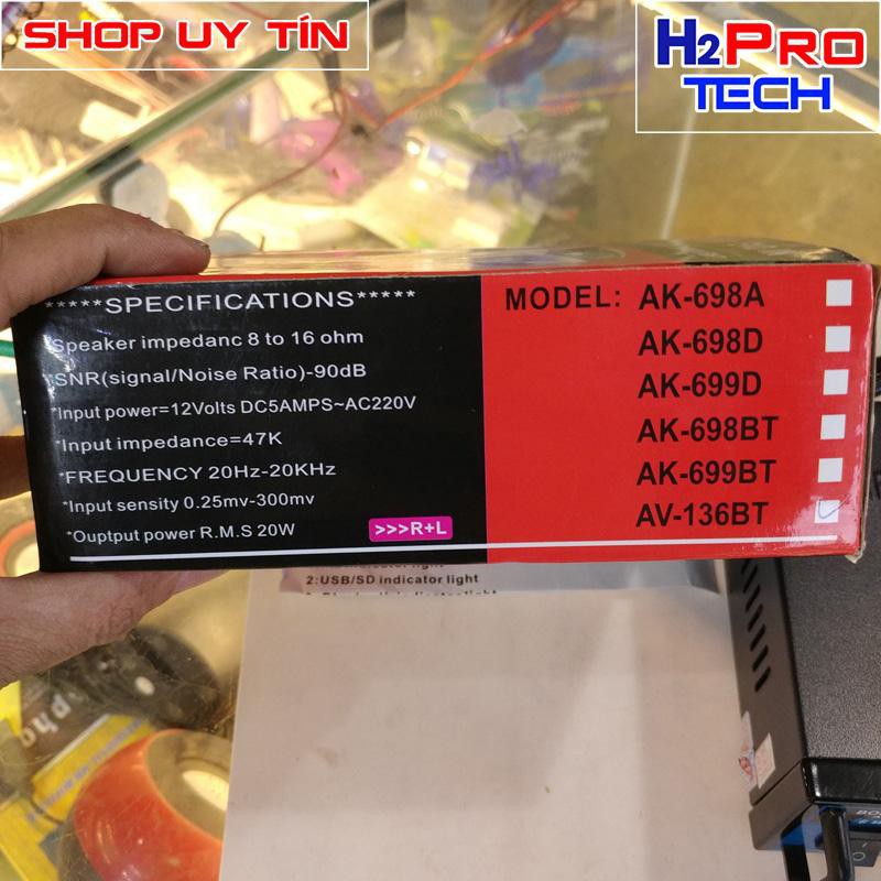 Ampli mini âm ly ô tô WXF AV-136BT 12V-220V - Tích hợp Bluetooth KARAOKE