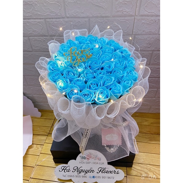 _ Bó hoa hồng sáp 30 bông tặng kèm thiệp và chữ love or chữ happbirthday
