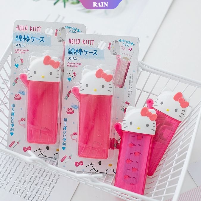 SANRIO Hộp Đựng Tăm Bông/Giăm Xỉa Răng Hình Hello Kitty Hoạt Hình Sáng Tạo
