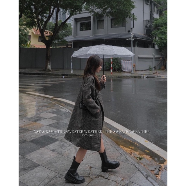 (Ảnh thật) Áo khoác dạ kẻ dáng dài có lớp lót, dày dặn the.sweaterweather TSW | BigBuy360 - bigbuy360.vn