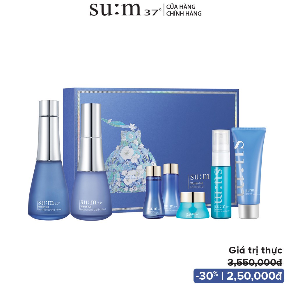 [Tặng Set Quà 1.050k] Bộ cấp nước chuyên sâu dưỡng da căng mướt toàn diện Su:m37 Water-full Special