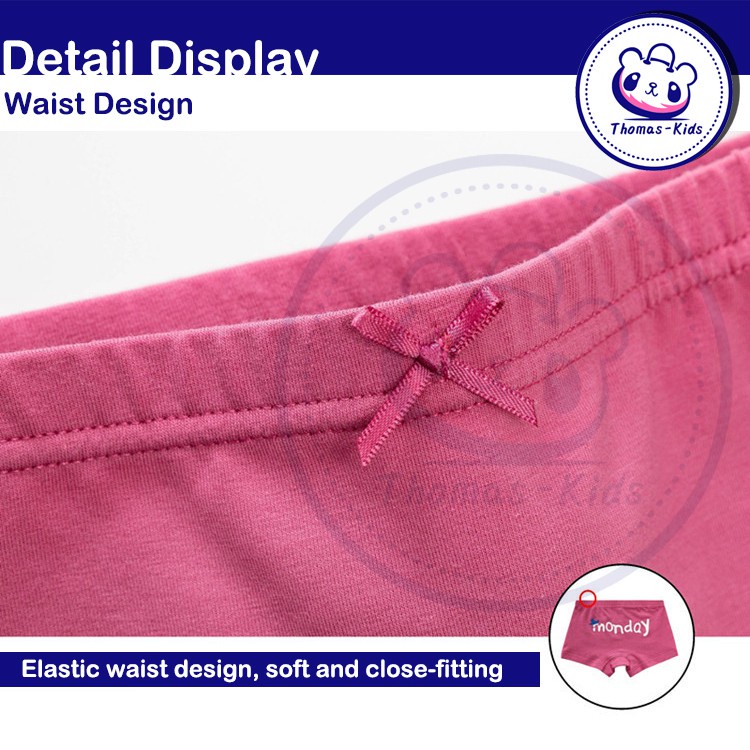 Bộ 5 Quần Lót Boxer Cotton In Chữ Thoải Mái Cho Bé Gái Từ 3-12 Tuổi
