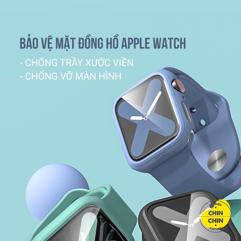 Ốp Bảo Vệ Apple Watch Bằng Nhựa Kèm Kính Cường Lực Cho Series 6/5/4/3/2/1/SE Size 38/40/42/44mmm - Chinchin Case