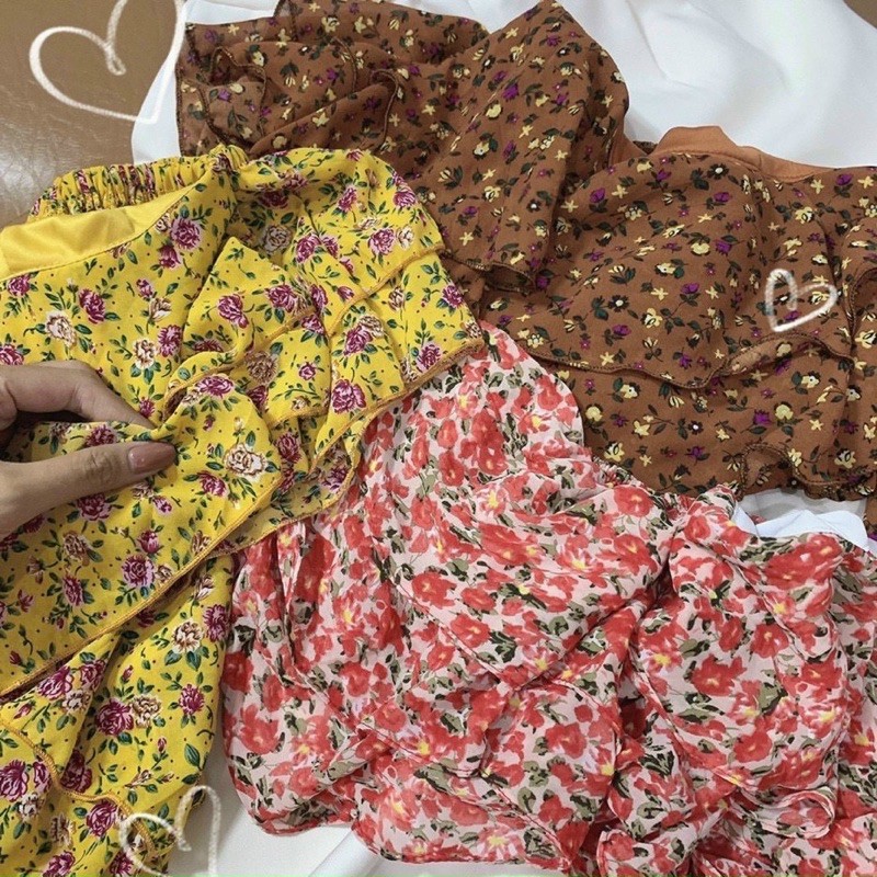 SET ÁO HOA 3 MÀU x QUẦN TRẮNG SUÔNG (TR)