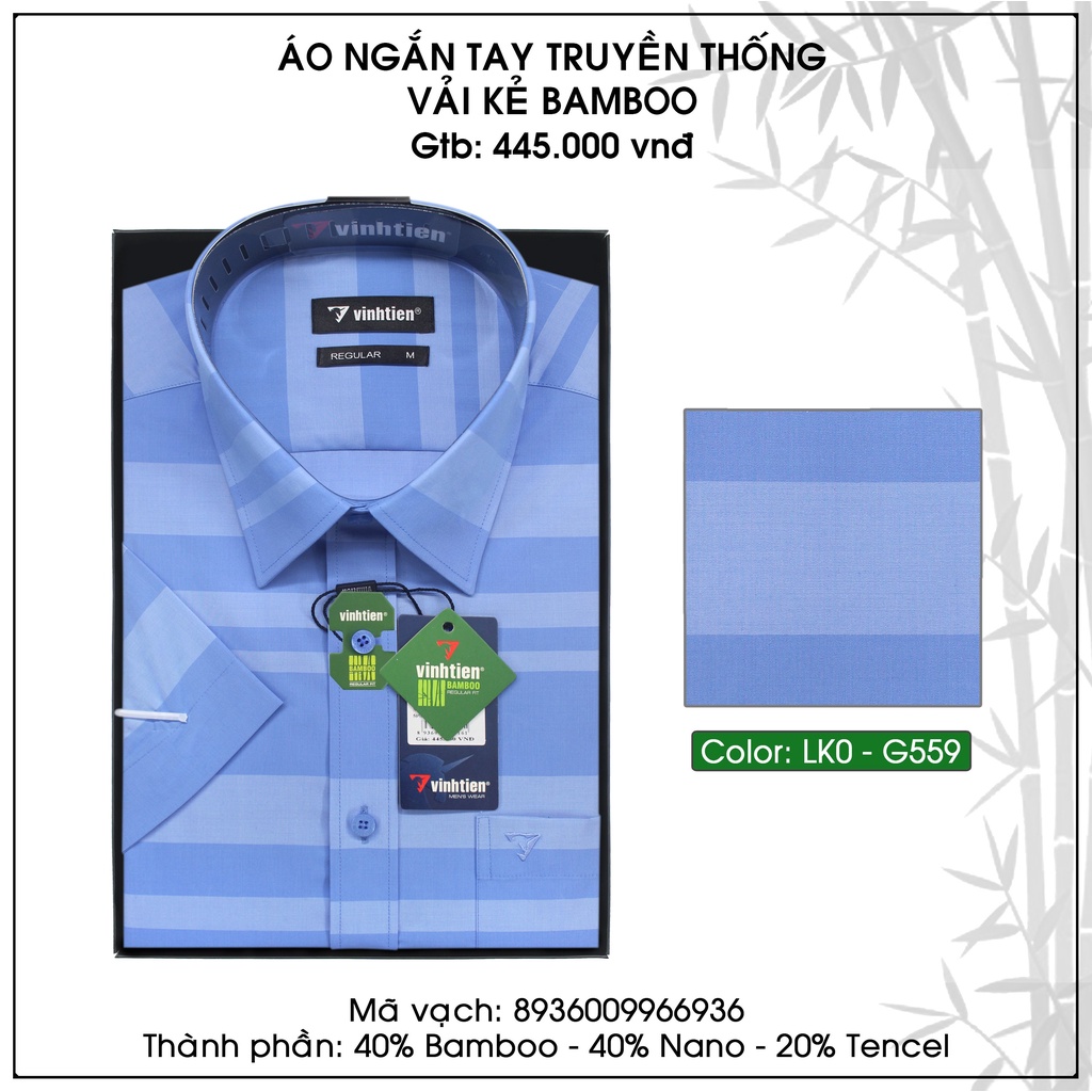 Áo Sơ Mi Ngắn Tay Caro Bamboo Regular Fit 445 Vĩnh Tiến - Nhiều Màu