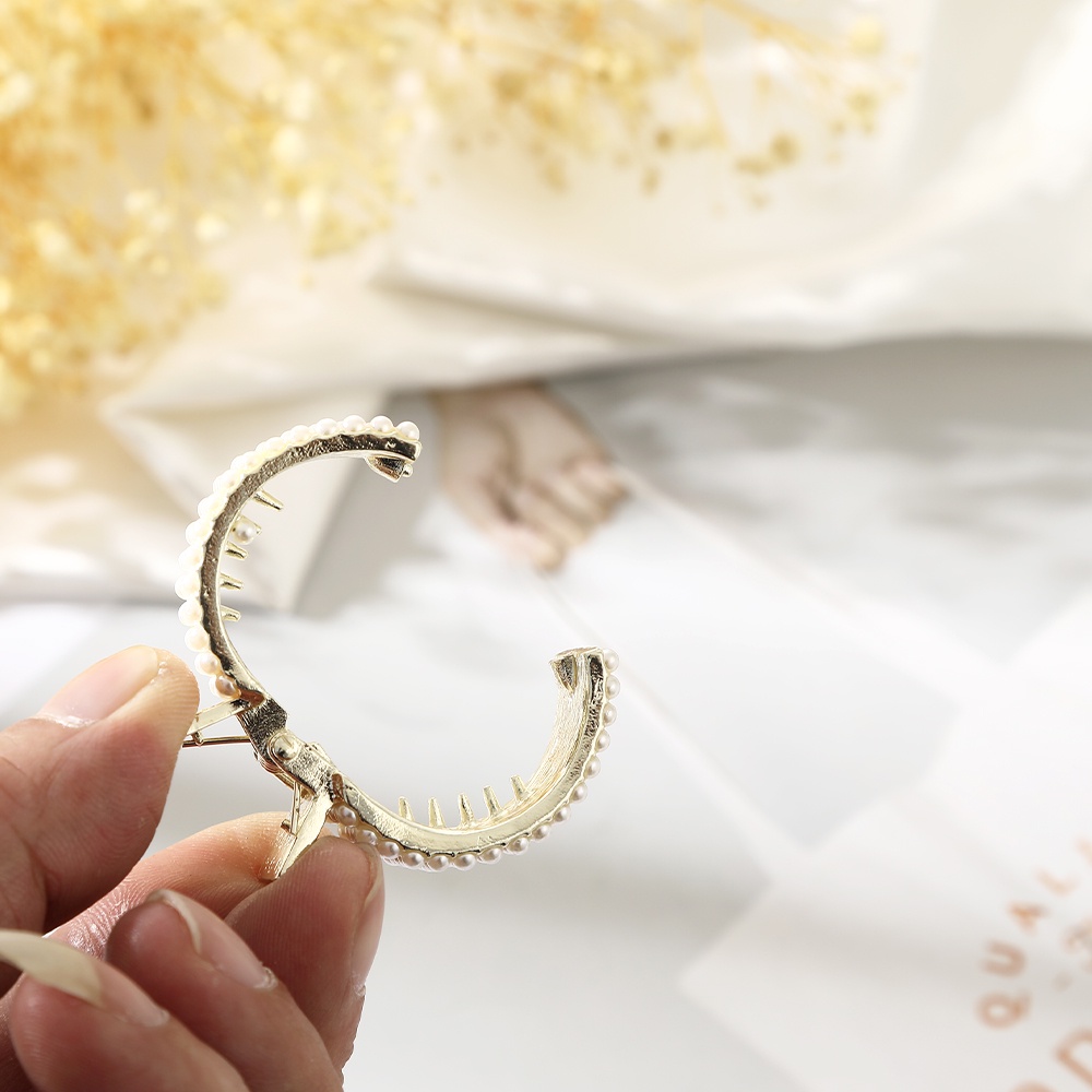 Haimeikang Kẹp tóc đính đá và ngọc trai thời trang Hàn Quốc