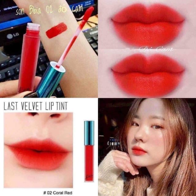 SON KEM LÌ BBIA LAST VELVET LIP TINT VER 1 02- ĐỎ CAM | Thế Giới Skin Care