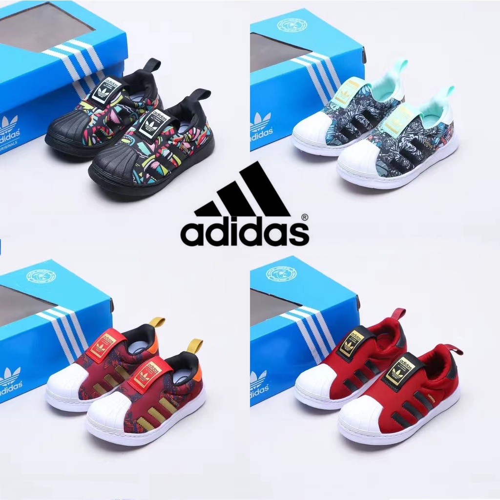 Giày Thể Thao Superstar Slip-on on Kid Cho Bé | Giày Thể Thao Màu Đen / Xanh Dành Cho Bé Trai Và Bé Gái | Áo Khoác Thời Trang Dạo Phố Cá Tính Dành Cho Kasut Sukan Budak 22-355