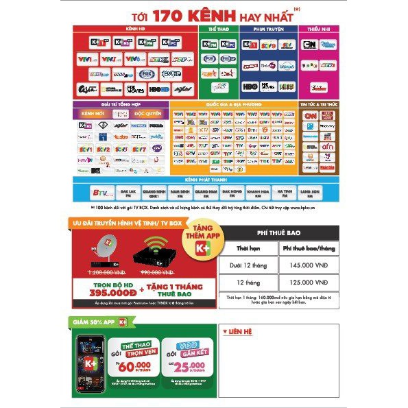 TRỌN BỘ THIẾT BỊ K+ HD GIÁ CHỈ CÒN 395.000Đ kèm 7 tháng thuê bao