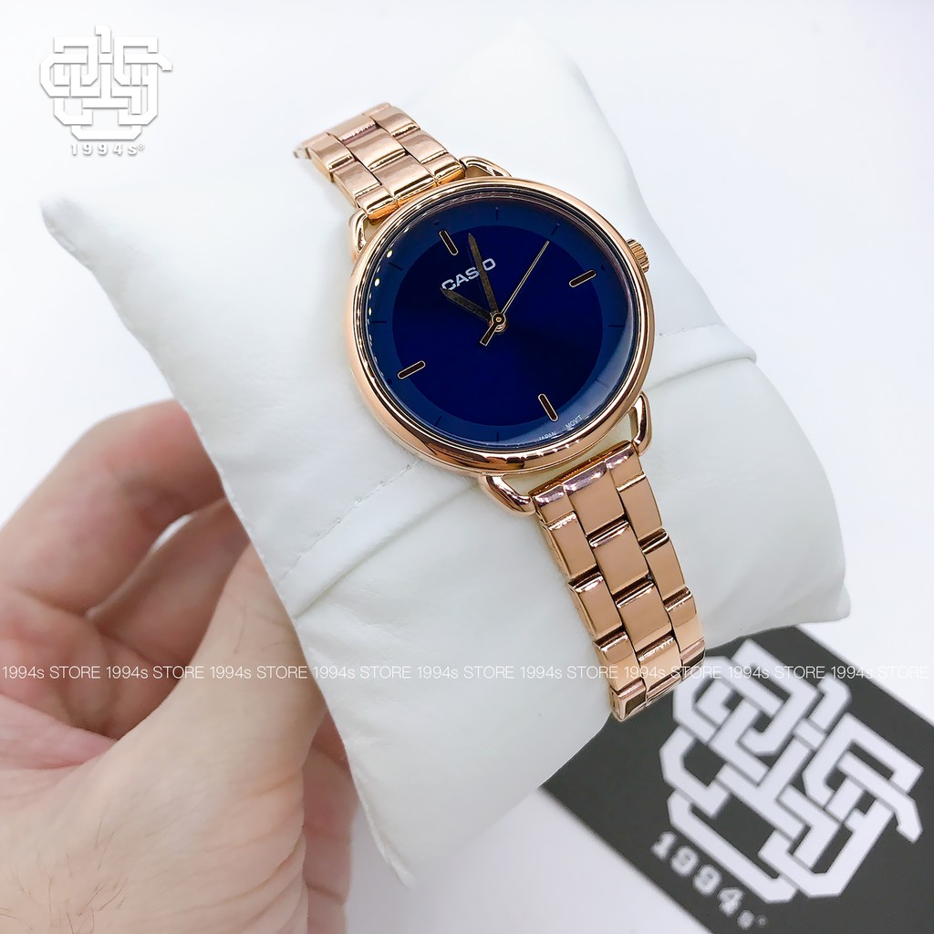 Đồng hồ nữ Casio LTP-E413 / LTP-E413PG-2A dây thép không gỉ, chống nước 50m, size 32mm, hàng chính hãng