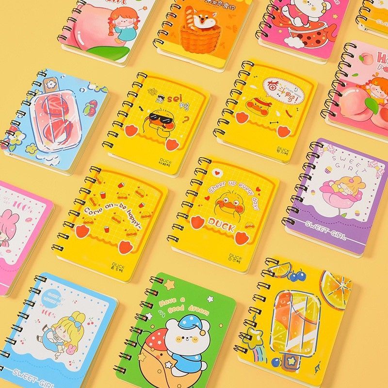 Sổ tay ghi chú mini A7 gáy lò xo bìa hoạt hình dễ thương