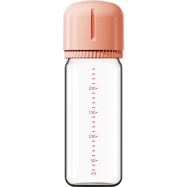 Bình sữa cho bé nổi tiếng cháy hàng ở Hàn Quốc JOHANSON bebis Safe baby glass bottle 240ml Spare Coral pink, núm vú M
