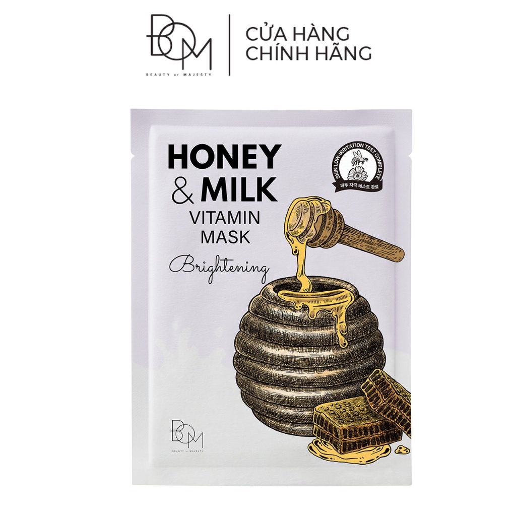 Mặt Nạ Làm Sáng Da BOM Honey & Milk Brightening Vitamin Mask 25g