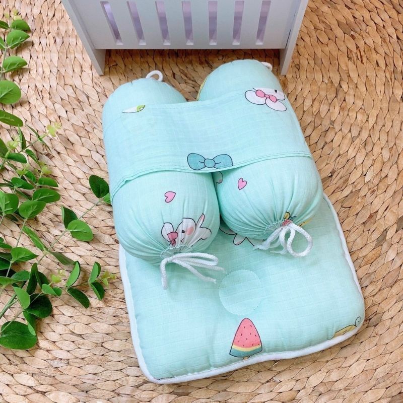 Bộ Chặn và gối bông vải xô cho bé