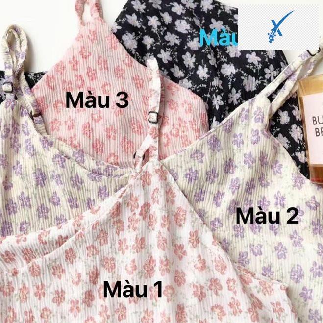 👚👗👚👗 Váy hai dây hoa dập ly, váy 2 dây đi biển họa tiết hoa nhí phong cách tiểu thư 👚👗