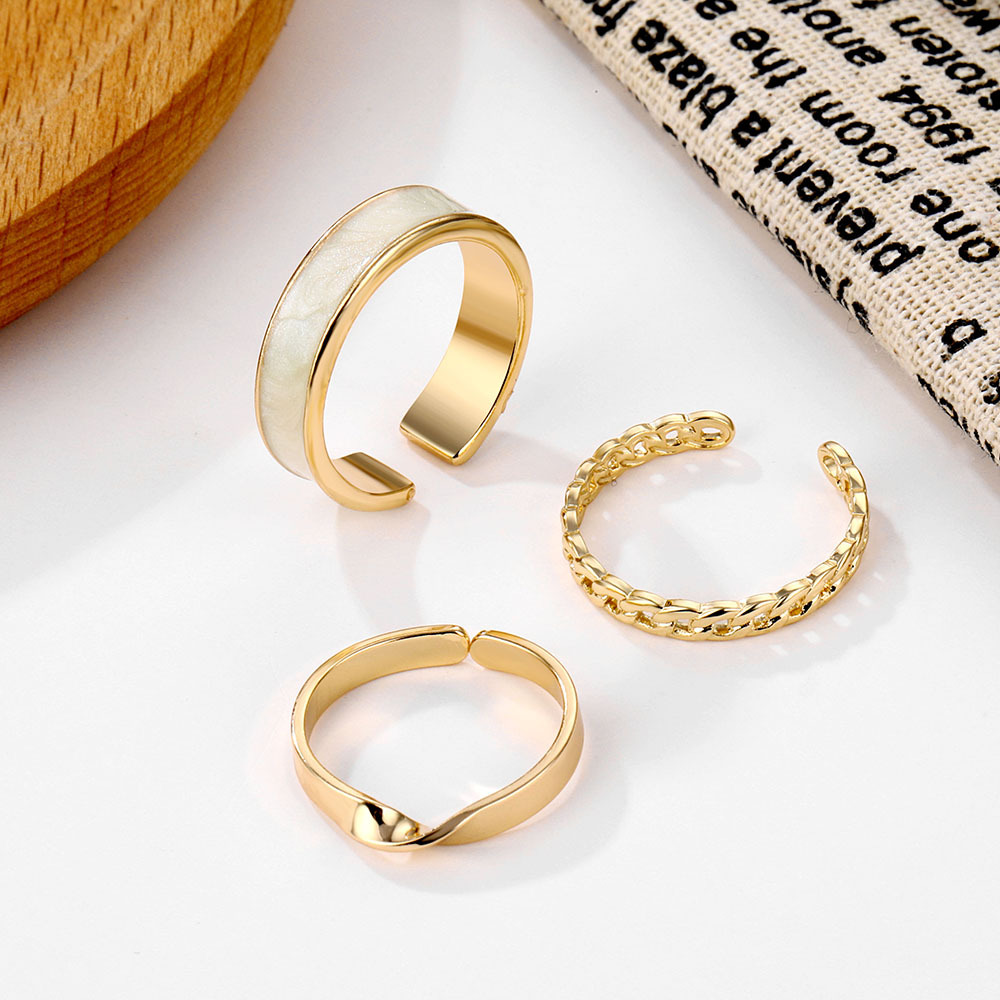 Set 3 Nhẫn Đeo Tay Kim Loại Thời Trang Cho Nữ