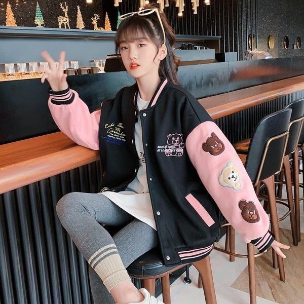 * Áo Khoác Bóng Chày Một Hàng Nút Cài Một Hàng Nút Phong Cách Hoạt Hình Anime Thời Trang Xuân Thu Go Cho Nữ