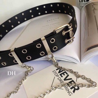 Dây lưng 2 đường lỗ ôze bản to, thắt lưng nhiều lỗ