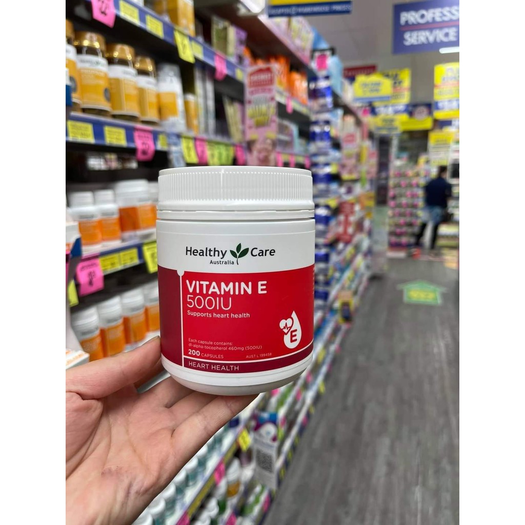 Vitamin E 500 IU Healthy Care Úc 200 viên 200 ngày uống (Đủ tem Chemist) | Thế Giới Skin Care