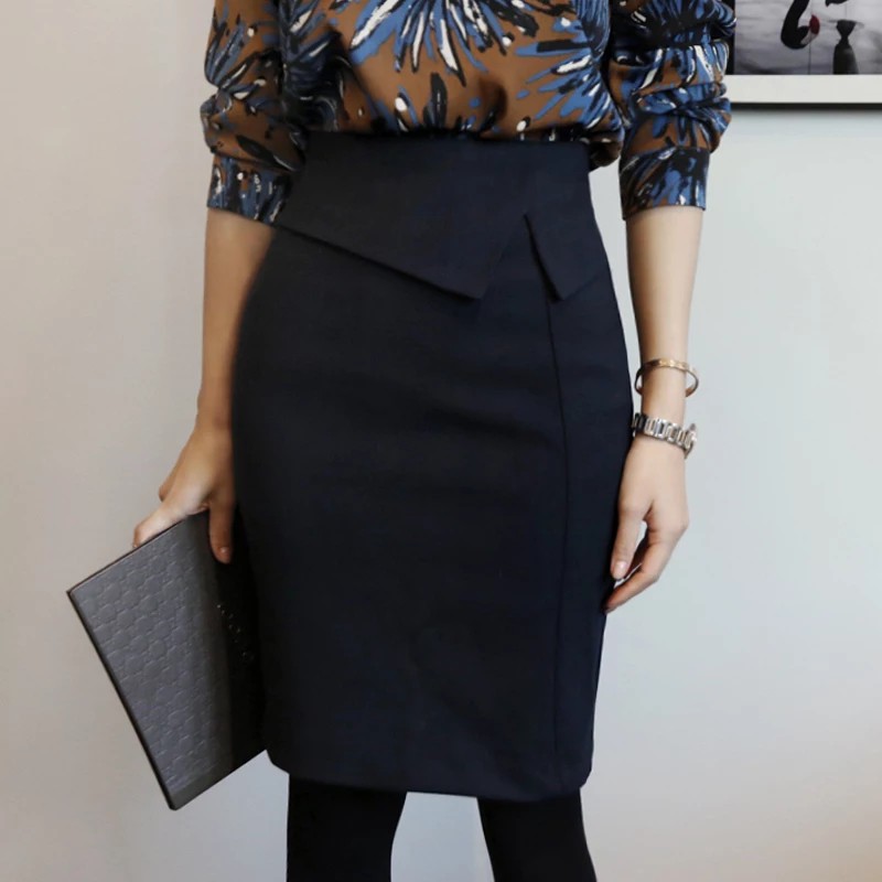 NEW!chân váy bút chì cạp vạt bèo nhún