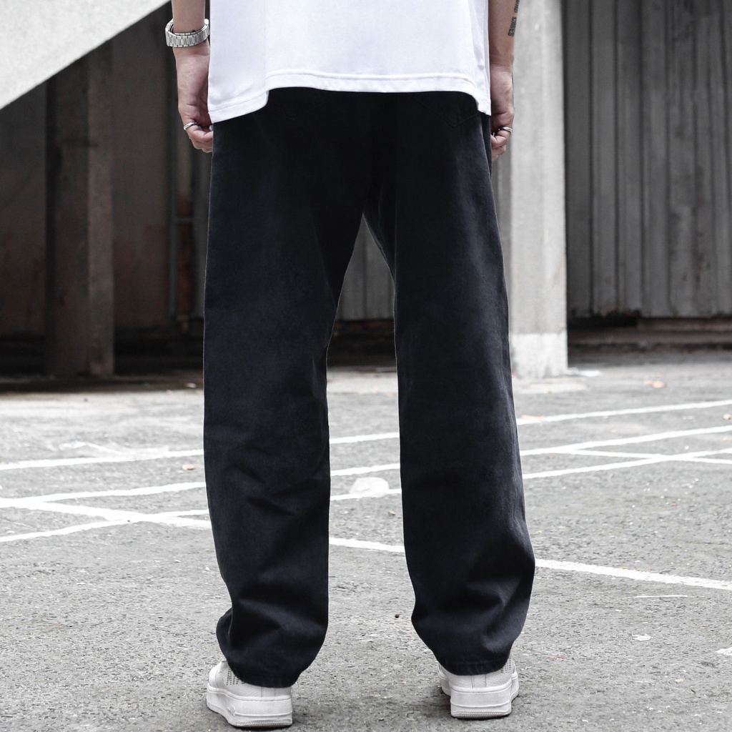 Quần Baggy Trơn Ống Suông Đứng - Chất Vải Jeans Cao Cấp Mềm Mịn - Unisex Nam Nữ Hot Trend Dễ Phối Đồ - Màu Đen Xám 5