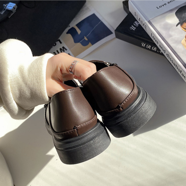 Giày Da PU Đế Bằng Phong Cách Retro Thời Trang 2021 Cho Nữ | BigBuy360 - bigbuy360.vn