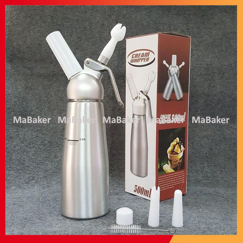 Bình xịt kem tươi Cream Whiper Mosa 0.5L, 1L hàng nhập khẩu chính hãng, chất liệu inox cao cấp siêu bền - MaBaker