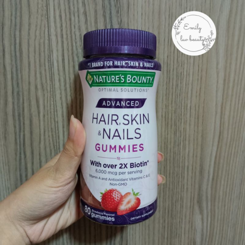 Kẹo dẻo tím đẹp tóc Nature's Bounty Hair Skin&Nails Mỹ