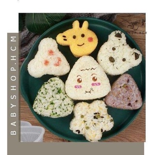 COMBO SET 4 KHUÔN ÉP CƠM SUSHI, CƠM NẮM TẠO HÌNH HEO, GẤU, HOA, TIM