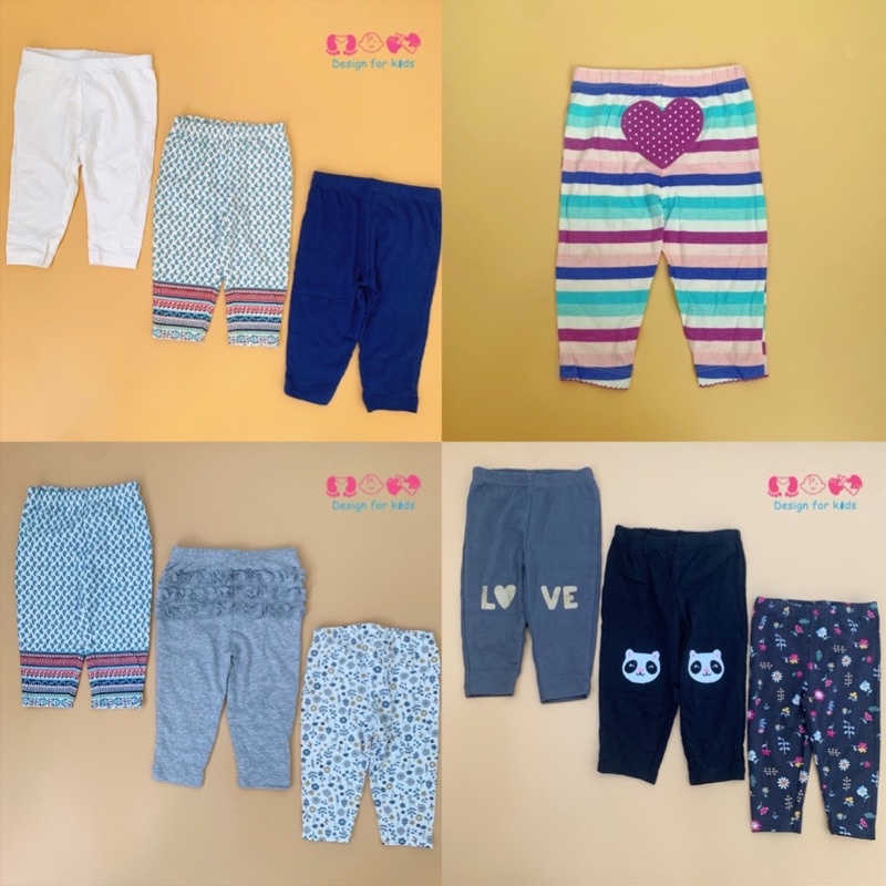 (Size 0-3m) Quần dài quần legging xuất dư các hãng cho bé trai và bé gái (chọn mẫu)