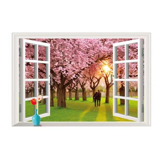 Miếng dán tường hình cửa sổ 3D