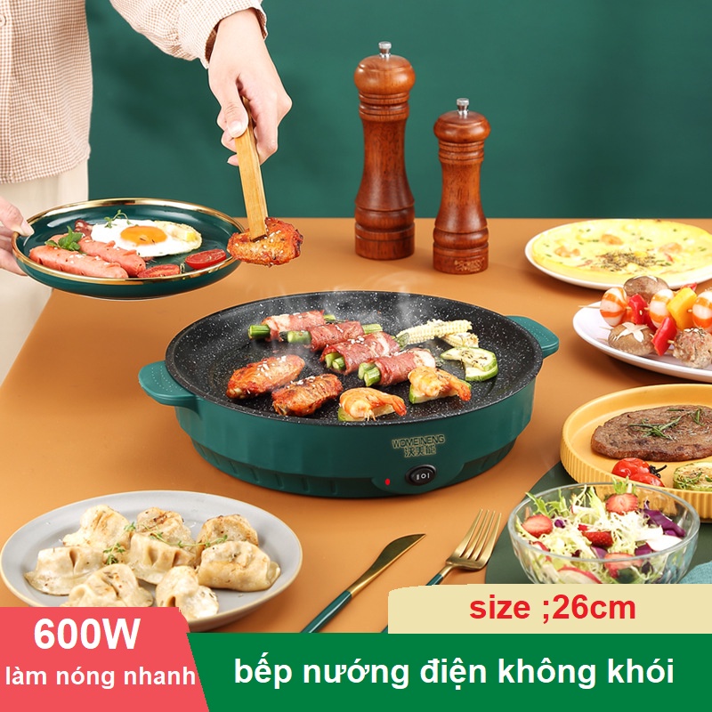 Chảo Nướng Điện Đa Năng Shanban 2 NÂC NHIỆT ,Bếp điện đa năng 26CM Chống Dính Vân Đá (chảo nướng điện)