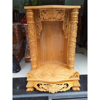 Bàn thờ thần tài ông địa gỗ gõ đỏ ngang 68 x 107cm