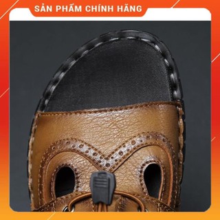 free Thời trang trở lại dây đeo da Mới mát mẻ thoáng khí mùa hè nam Sandal ngoài trời uy tín Uy Tín